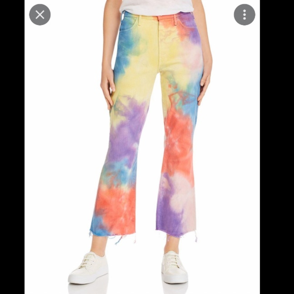 Mother Denim Mystical AF Tye Dye Jeans The Hustler Ankle Fray